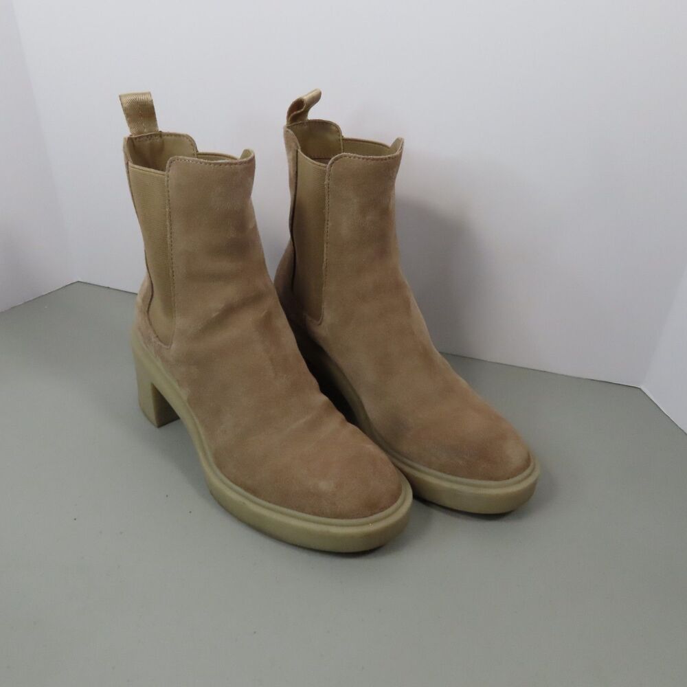 Dolce Vida Beige Halina Chelsea Lug Sole Moto Platform Ankle Boots Sz 7.5